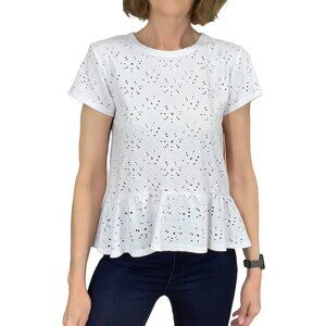 Nanette Lepore White Eyelet Peplum Top - Plus - 2X